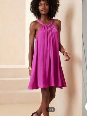 Banana Republic Bright Fuchsia Halter Swing Mini Dress